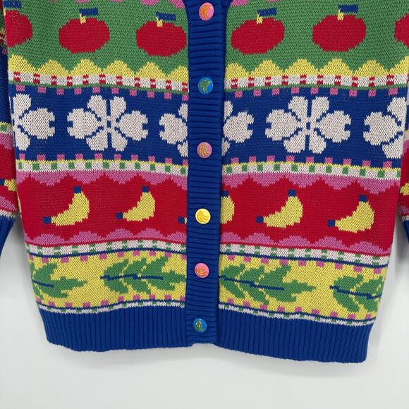 FARM RIO Sweet Orchard Chunky Knit Cardigan Cozy Oversized Fruit Floral Sweater - Picture 7 of 16